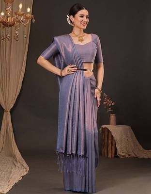 Woven design zari silk blend kanjeevaram saree 2