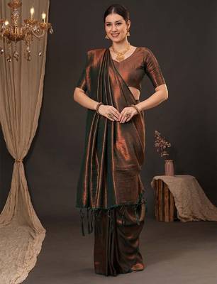 Woven design zari silk blend kanjeevaram saree 1