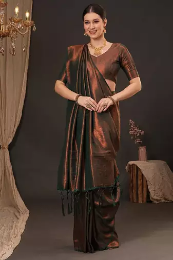 Woven design zari silk blend kanjeevaram saree
