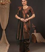 Woven design zari silk blend kanjeevaram saree