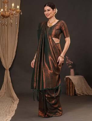 Woven design zari silk blend kanjeevaram saree 2