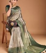 Floral zari woven design tassels saree with blouse piece