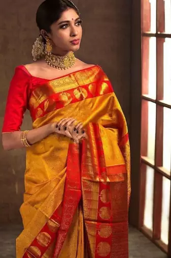 Floral zari kanjeevaram saree