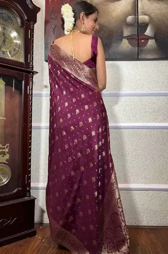 Ethnic motifs woven design zari kanjeevaram saree