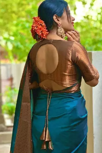 Woven design zari border kanjeevaram saree