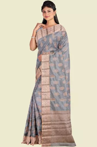 Ethnic motifs woven design kanjeevaram saree