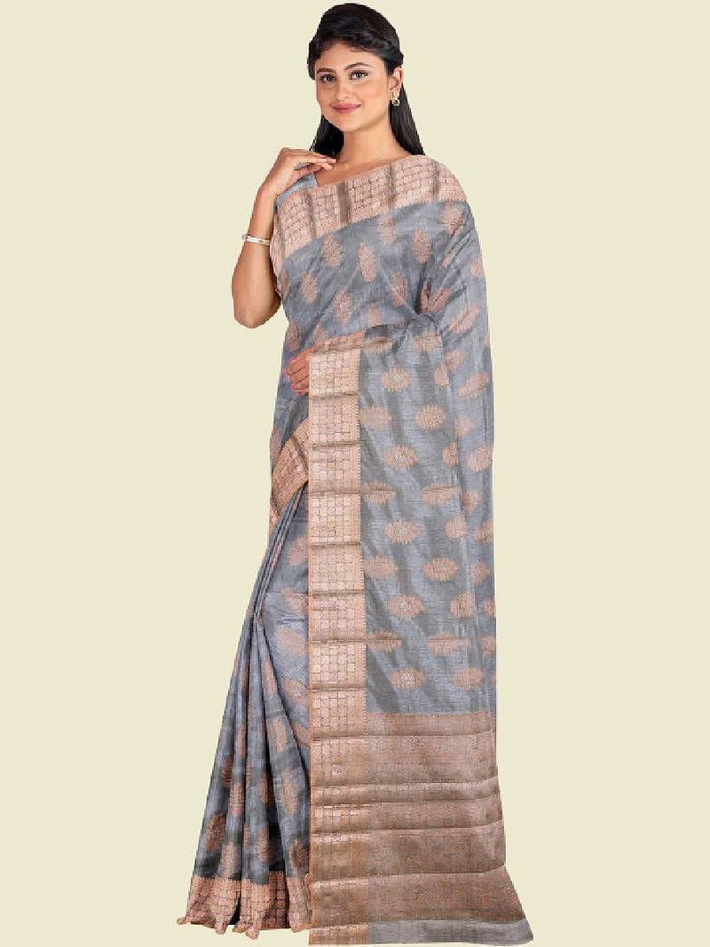 Ethnic motifs woven design kanjeevaram saree