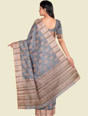 Ethnic motifs woven design kanjeevaram saree 2