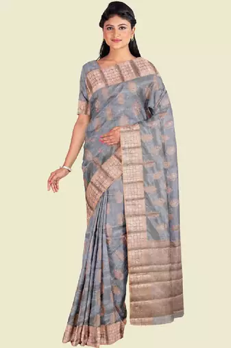 Ethnic motifs woven design kanjeevaram saree