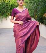Ethnic motifs woven design zari art silk kanjeevaram saree