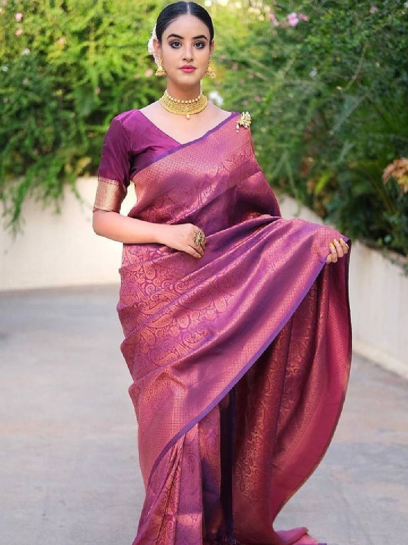 Ethnic motifs woven design zari art silk kanjeevaram saree