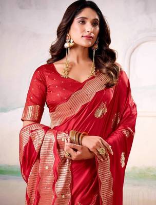 Embellished embroidered zari satin kanjeevaram saree 1