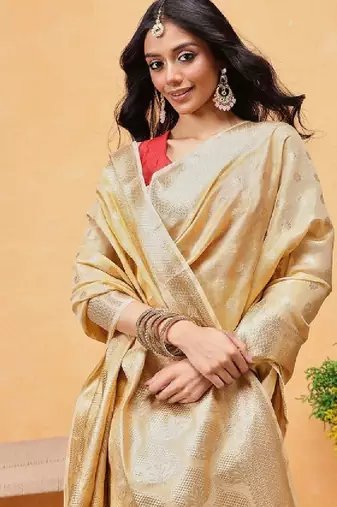Woven design zari tissue ready to wear kanjeevaram saree
