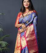 Floral woven design zari silk cotton kanjeevaram saree