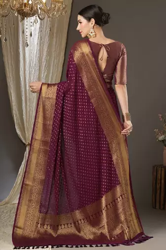 Ethnic motifs zari pure georgette kanjeevaram saree