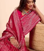 Woven design zari silk blend heavy work kanjeevaram saree