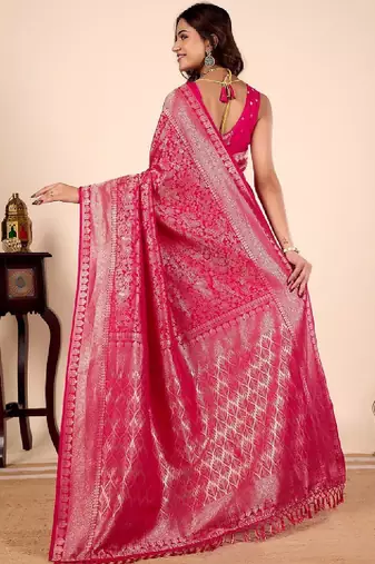Woven design zari silk blend heavy work kanjeevaram saree