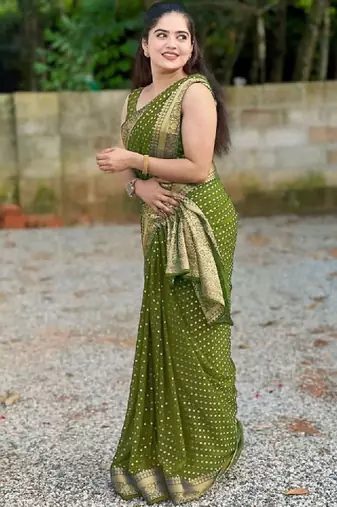 Polka dot zari art silk kanjeevaram saree