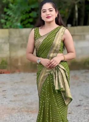 Polka dot zari art silk kanjeevaram saree 1