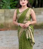 Polka dot zari art silk kanjeevaram saree
