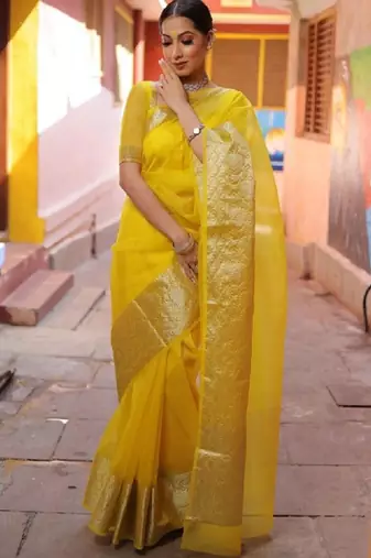 Woven design zari organza kanjeevaram saree