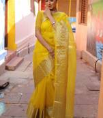 Woven design zari organza kanjeevaram saree