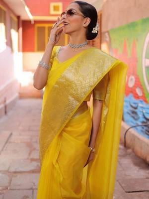 Woven design zari organza kanjeevaram saree 2