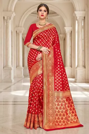 Woven design zari silk blend heavy work kanjeevaram saree