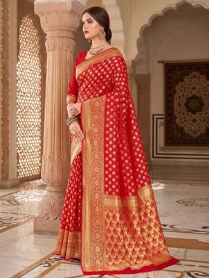 Woven design zari silk blend heavy work kanjeevaram saree 3