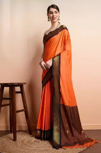 Ethnic motifs woven design zari kanjeevaram silk saree