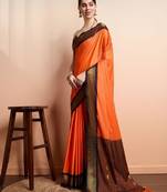 Ethnic motifs woven design zari kanjeevaram silk saree