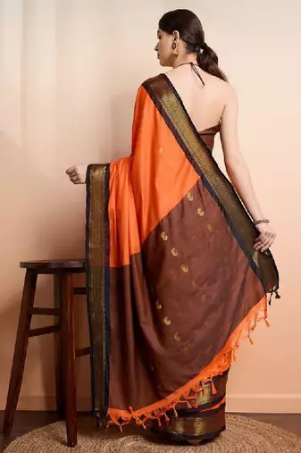 Ethnic motifs woven design zari kanjeevaram silk saree