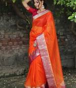Solid zari organza kanjeevaram saree