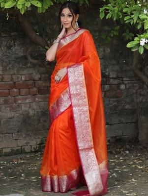 Solid zari organza kanjeevaram saree 2