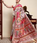 Colourblocked chikankari art silk designer kanjeevaram saree