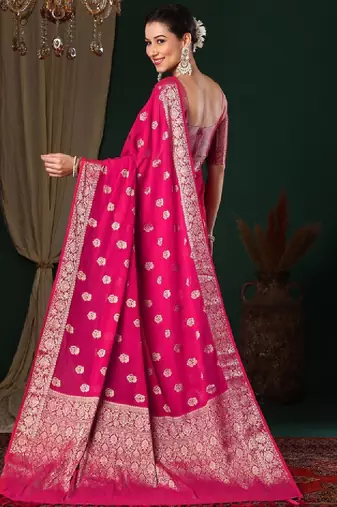 Ethnic motifs woven design zari pure georgette kanjeevaram saree