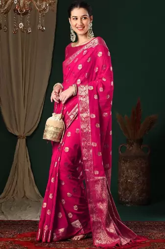 Ethnic motifs woven design zari pure georgette kanjeevaram saree