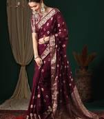 Ethnic motifs zari pure georgette kanjeevaram saree