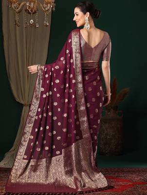 Ethnic motifs zari pure georgette kanjeevaram saree 2