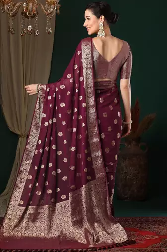 Ethnic motifs zari pure georgette kanjeevaram saree