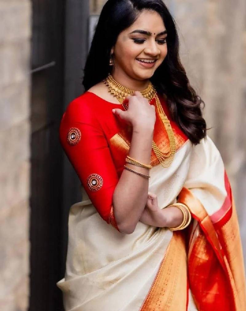 Woven design zari work kanjeevaram saree with blouse