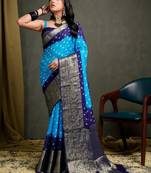 Bandhani zari silk blend kanjeevaram saree