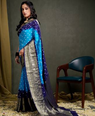 Bandhani zari silk blend kanjeevaram saree 2