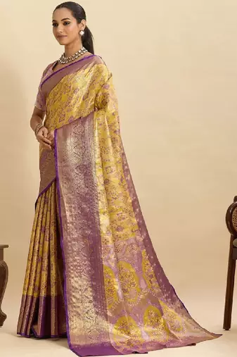 Woven design zari silk blend kanjeevaram saree