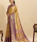 Woven design zari silk blend kanjeevaram saree