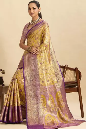 Woven design zari silk blend kanjeevaram saree