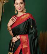 Ethnic motifs woven design zari kanjeevaram saree