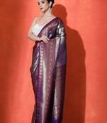 Floral woven design kanjeevaram saree with unstitched blouse piece