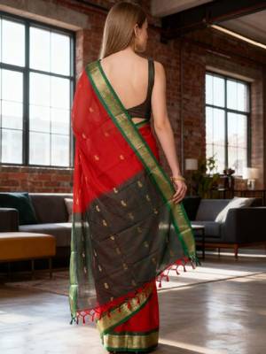 Ethnic motifs zari art silk kanjeevaram saree 2