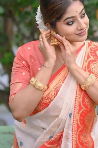 Ethnic motifs zari silk blend handloom kanjeevaram saree